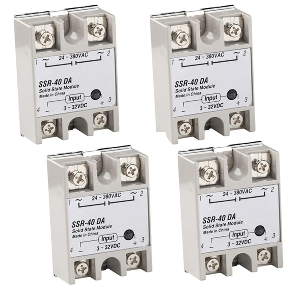 NONDK 4pcs Solid State Relay SSR-40DA Relay Module SSR 40DA DC-DC Single Phase SSR 3-32V DC to 5-60V DC 40A Load