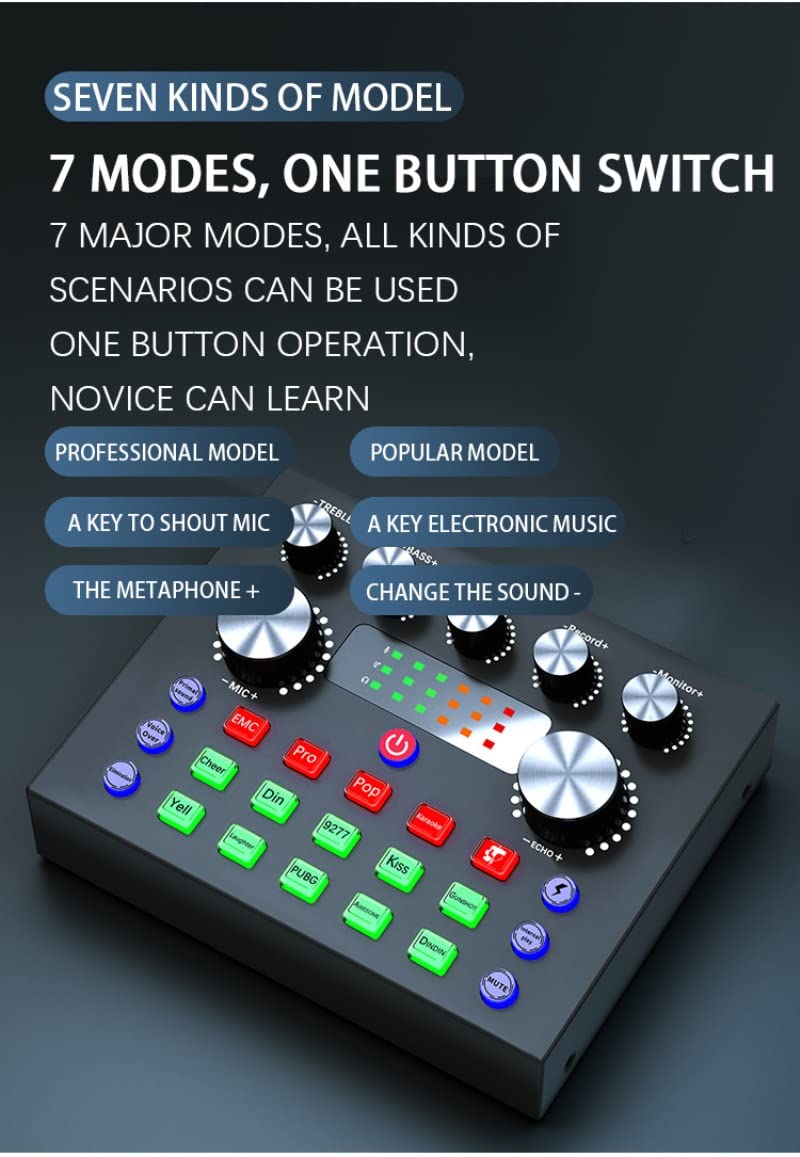 V8S Audio Mixer USB Externe Soundkarte Handy Live Voice Changer Soundkarte mit mehreren Soundeffekten