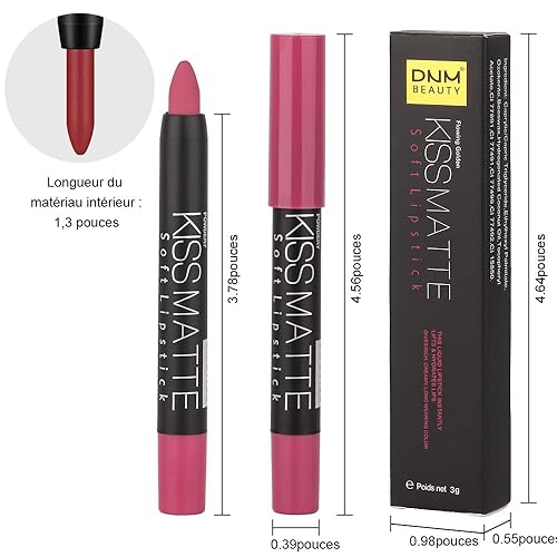 Miniatura 7 de Juego de 3 lápices labiales mate con lápiz labial de color rojo castaño malva rosa mate lápiz labial y delineador de labios DNM 24 horas delineador