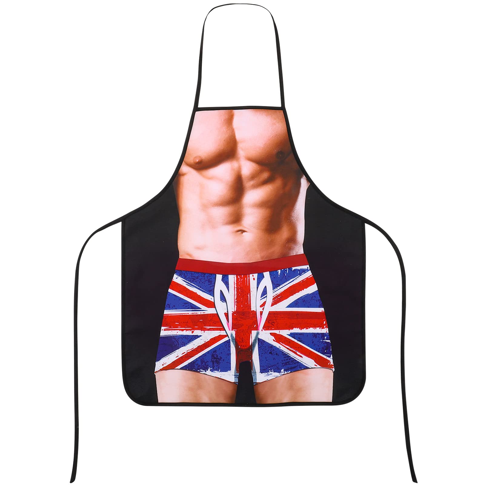 GOTH Perhk Funny Novelty Sexy Apron, Muscle Man Cooking Apron Kitchen Cooking BBQ Party MuscleNerd Adult Apron Gifts for Men Women (British Flag)