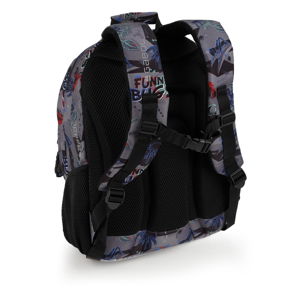 Gabol - Mochila Escolar de 3 Compartimentos 32x44x18 cm Bugs con Espalda Ergonómica de Rejilla, Funda para Portátil 15,6'' y Base Reforzada
