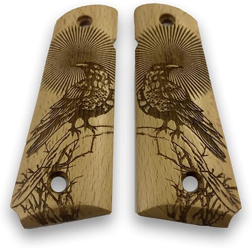 Miniatura 2 de 1911 Raven & Moon Series, 1911 Wooden Pistol Grips, Ambi Safety Cut for 1911 Full Size, 1911 Accessories, Artistic Collector Design