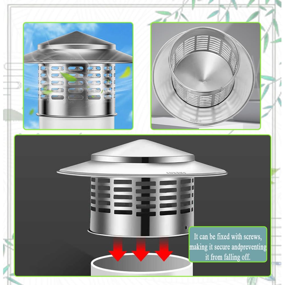 Cappello per camino per esterno, acciaio inox Copertura per camino, rotondo Tubo stufa copertura, tetto Sfiato di scarico cappelli, Camino Sfiato del tetto coperture Cappelli parapioggia(200mm/7.9po