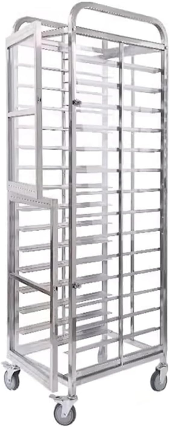 15-Tier Commercial Mobile Sheet Bun Pan Rack, Bakery Cart Drying Bakers Rack, Tray Cooling Storage with Adjustable Partitions, Bakery for Home Kitchen