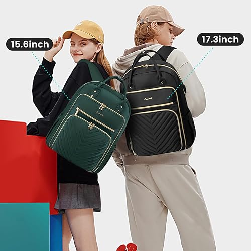Miniatura 2 de LOVEVOOK Mochila para laptop para mujer, mochila de trabajo de moda con puerto USB, mochilas impermeables para el trabajo., Verde oscuro, 15,6