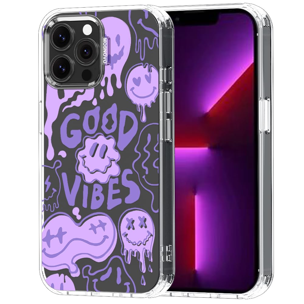 MOSNOVO Case for iPhone 13 Pro Max, [Buffertech 6.6ft Military-Grade Drop Protection] [Anti Peel Off Tech] Clear TPU Bumper Phone Case Cover Design -