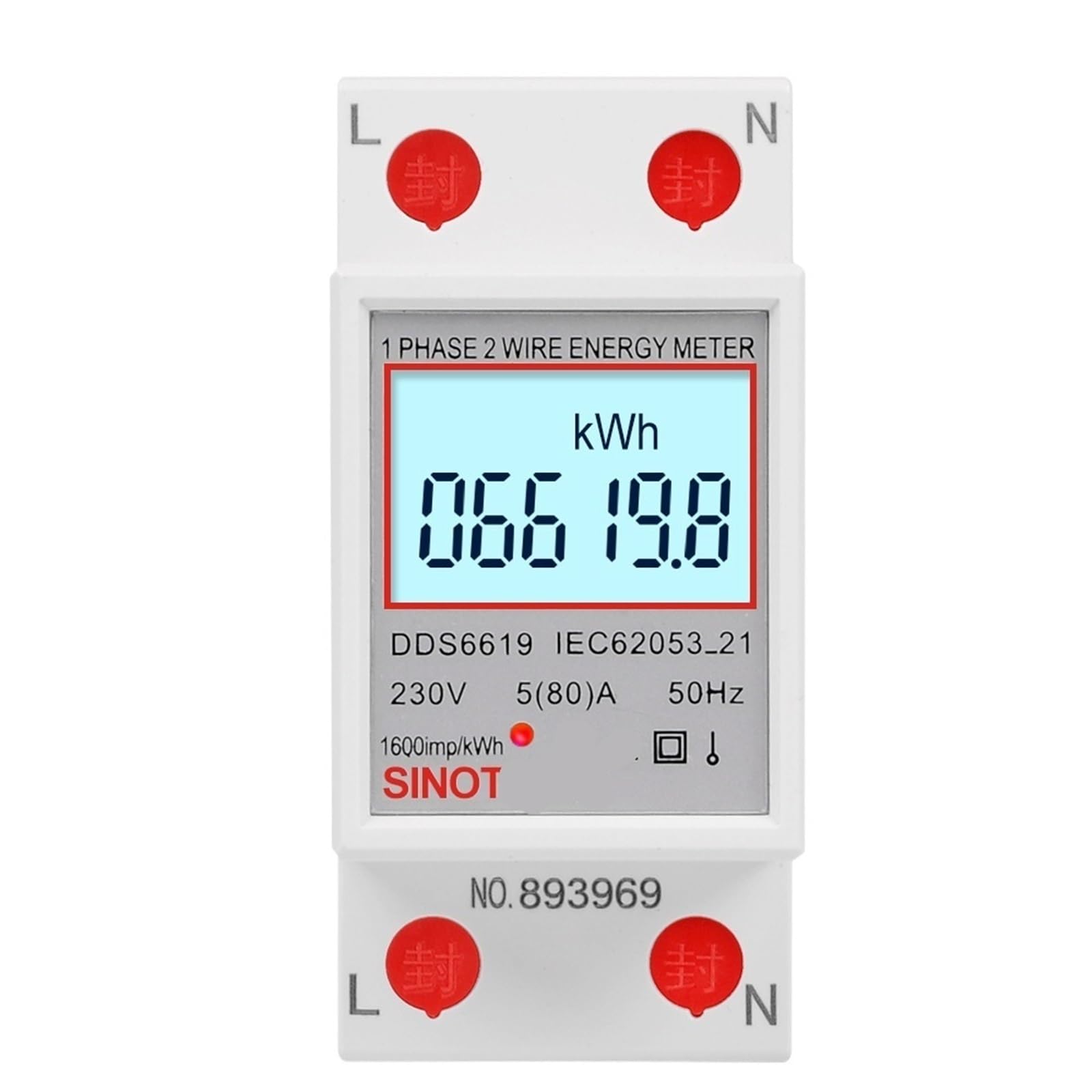 Compteur électrique AC 230V 50Hz DDS6619-008 pour mesure KWh et suivi wattmètre