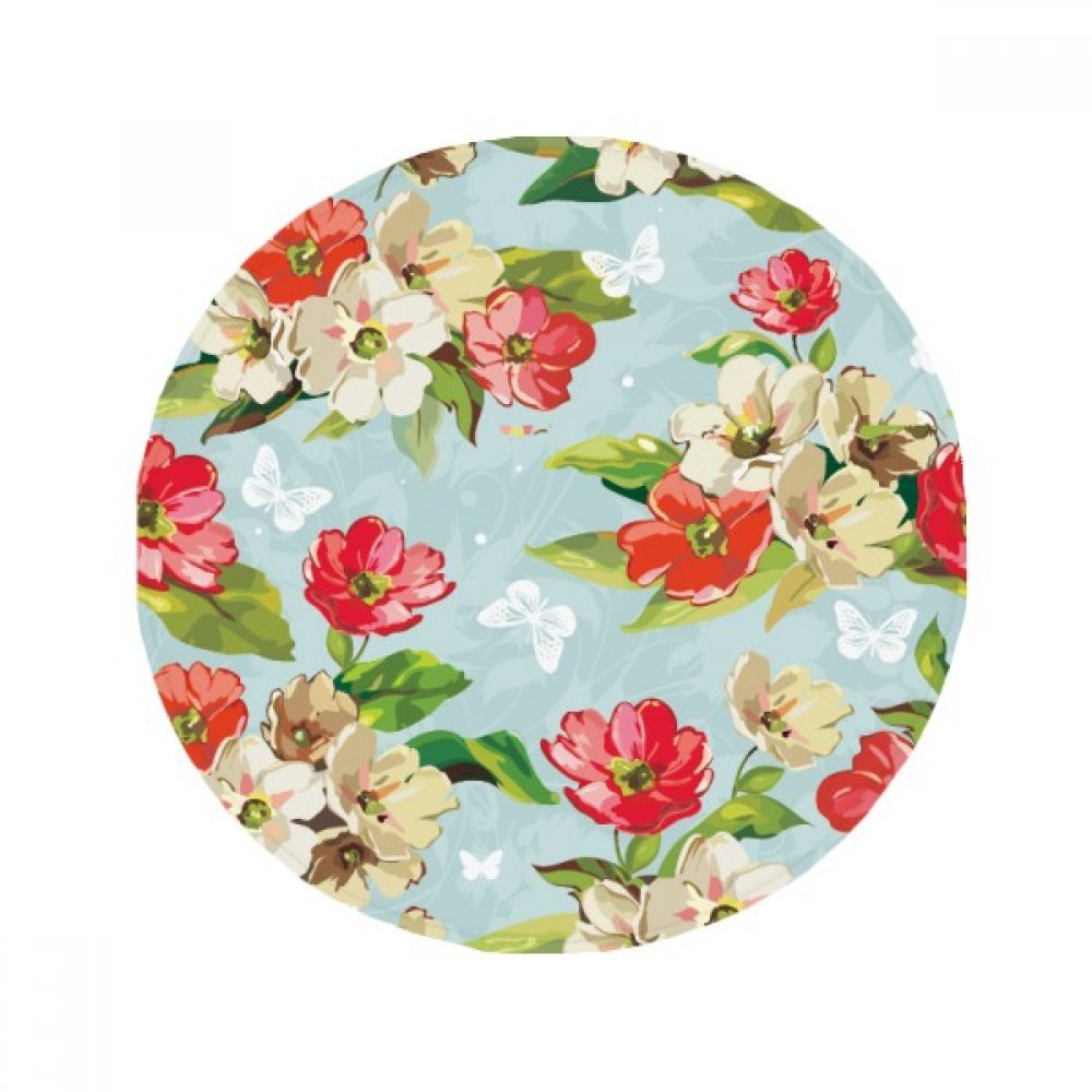 Pet tapis ronde DIYthinker fleurs plantes anti-slip sol cuisine 50x50cm