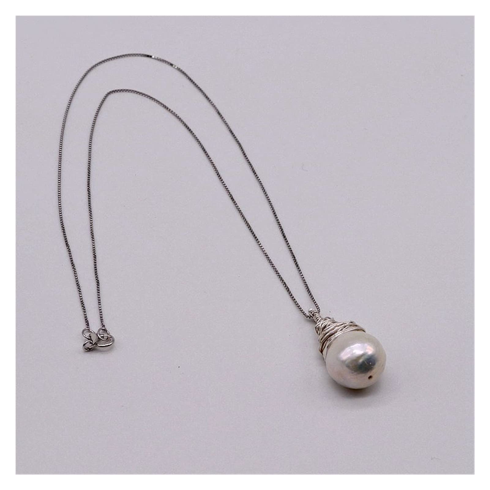 Ciondolo barocco, design in argento sterling, collana di perle barocche bianche, fatto a mano, collana in argento da donna Collane da donna