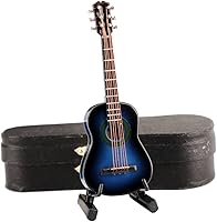 Vista 14 de Guitarra miniatura de madera con soporte y estuche, mini instrumento musical, réplica de guitarra clásica, figuras coleccionables