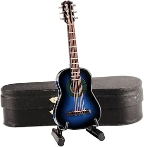 Handcrafted Wooden Miniature Electric Guitar Replica With Stand & Case – Collectible Display Model, Home Decor (Red, 3.92x1.24x0.37)