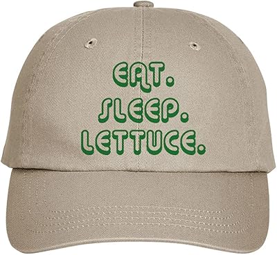 Press Fans - EAT Sleep Lettuce Hat Baseball Cap Distressed Classic Polo Style Adjustable, r55 Khaki