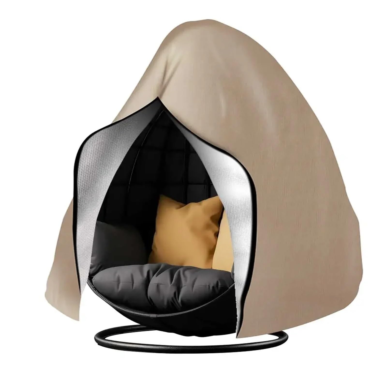 WEQYFDC Waterproof Cover For Garden Hanging Chair Waterproof Patio Hanging Egg Chair Cover Outdoor Single Seat Swing Cover With Zipper Heavy Duty(Khaki,115X190CM)
