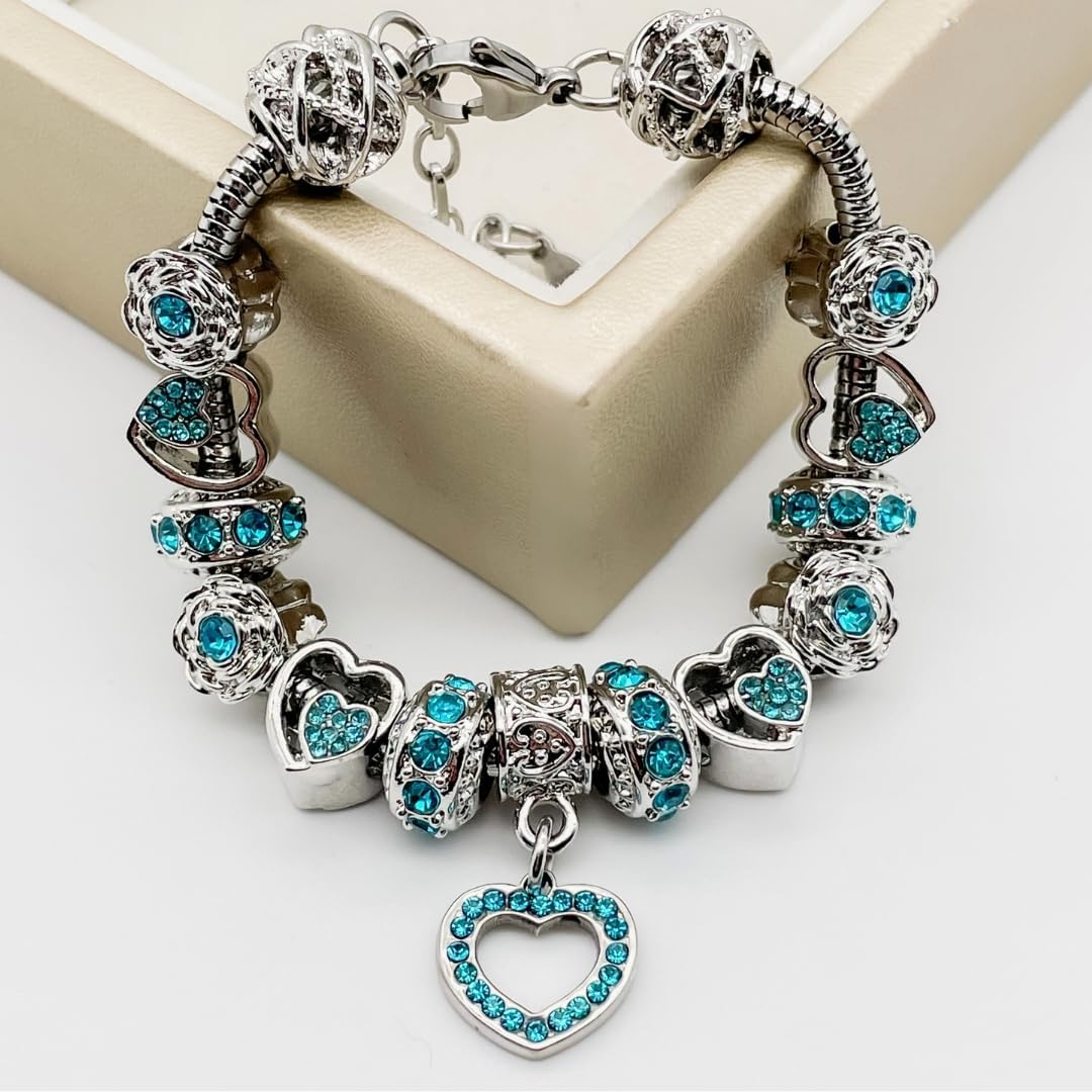BELLA'S YARD Birthstone Bracelets, Gifts for her, Charm Bracelet for Women, 100% Stainless Steel, Water & Tarnish Resistant, Ideal Anniversary or Birthday Gift for Wife, Jewelry for Mom Girlfriend, 15 Charms Included - Adjustable, Includes Velvet Bag, Simulated Birthstone
