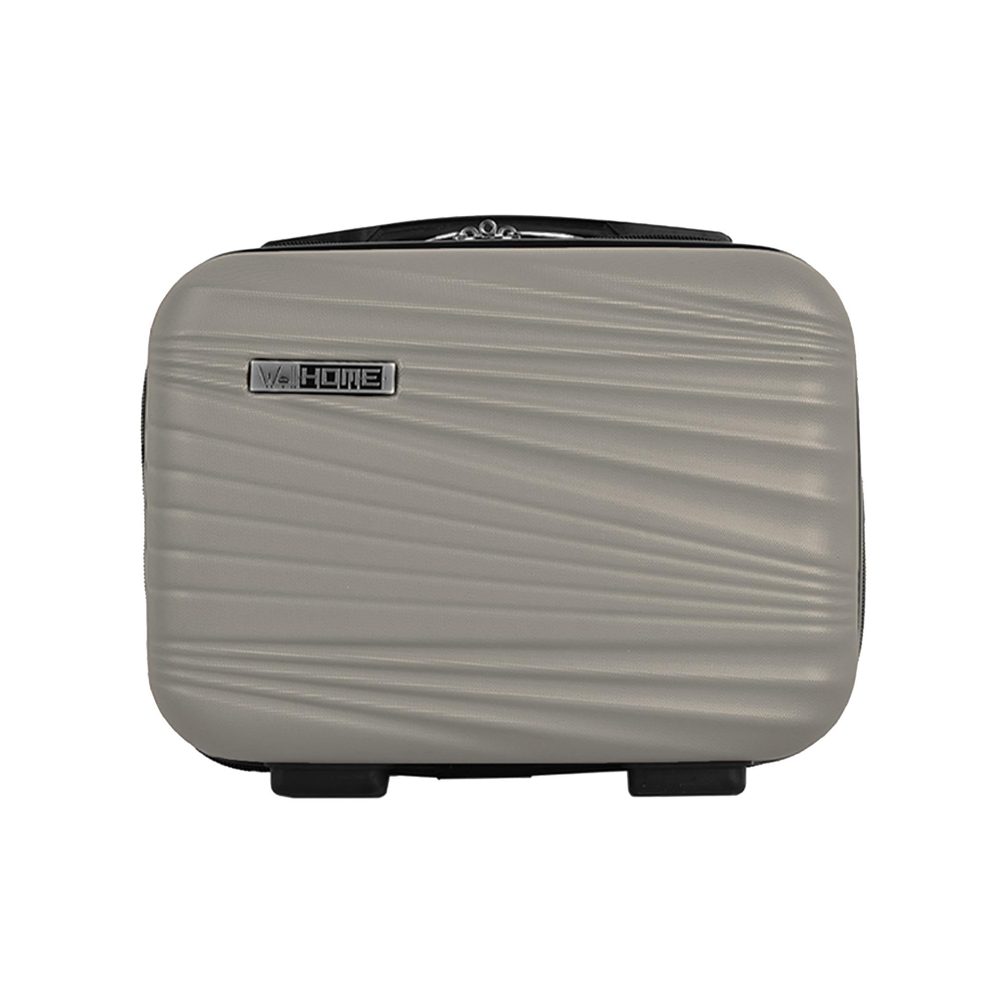 WELL HOME MOBILIARIO & DECORACIÓN Set di 3 valigie ABS rigide in argento nudo metallizzato, Argento Nudo, Set di valigie rigide