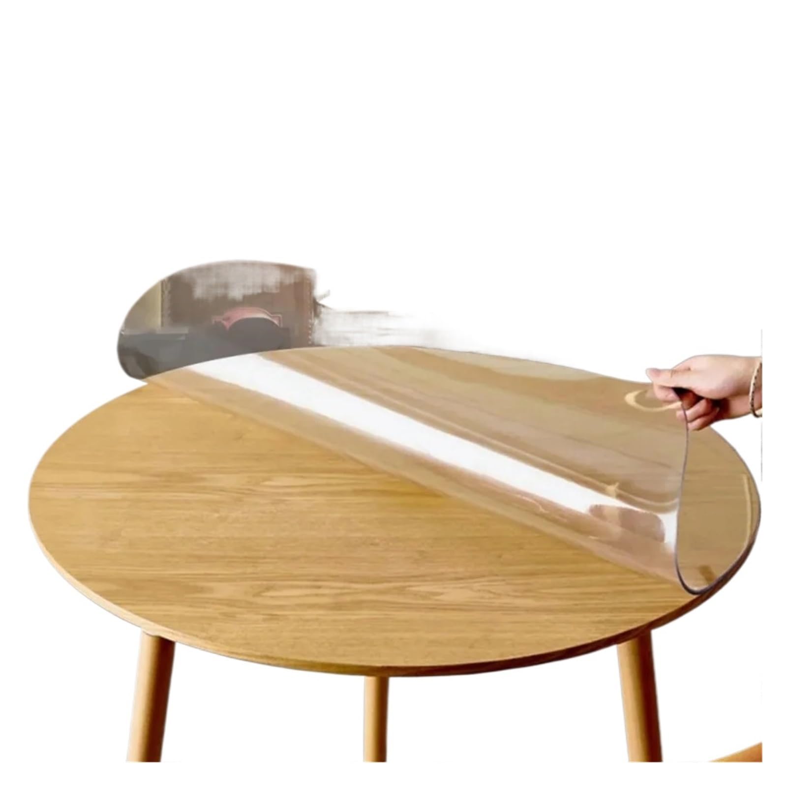 ZFIHAV 1PC Transparent PVC Round Table Carpet Waterproof Tablecloth Kitchen Pattern Cover Cloth Dining Mat for Tables(Round 75CM)