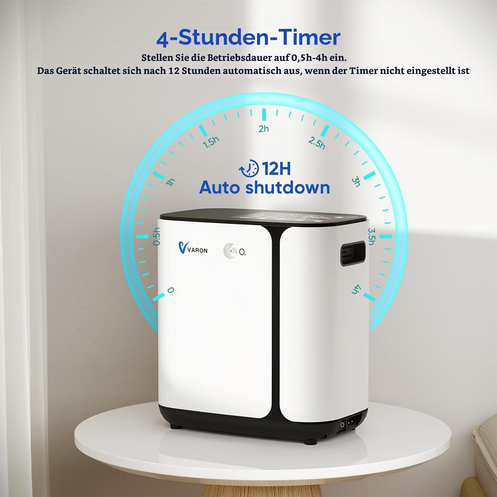 Mobil Sauerstoffkonzentrator, Sauerstoffgerät für Zuhause 1-6L/min, Konzentration 93%, Timer (0,5–4 Stunden), 24-Stunden-Zyklusarbeit für Autos, Ausflüge und Reisen (Anleitung in Deutsch)