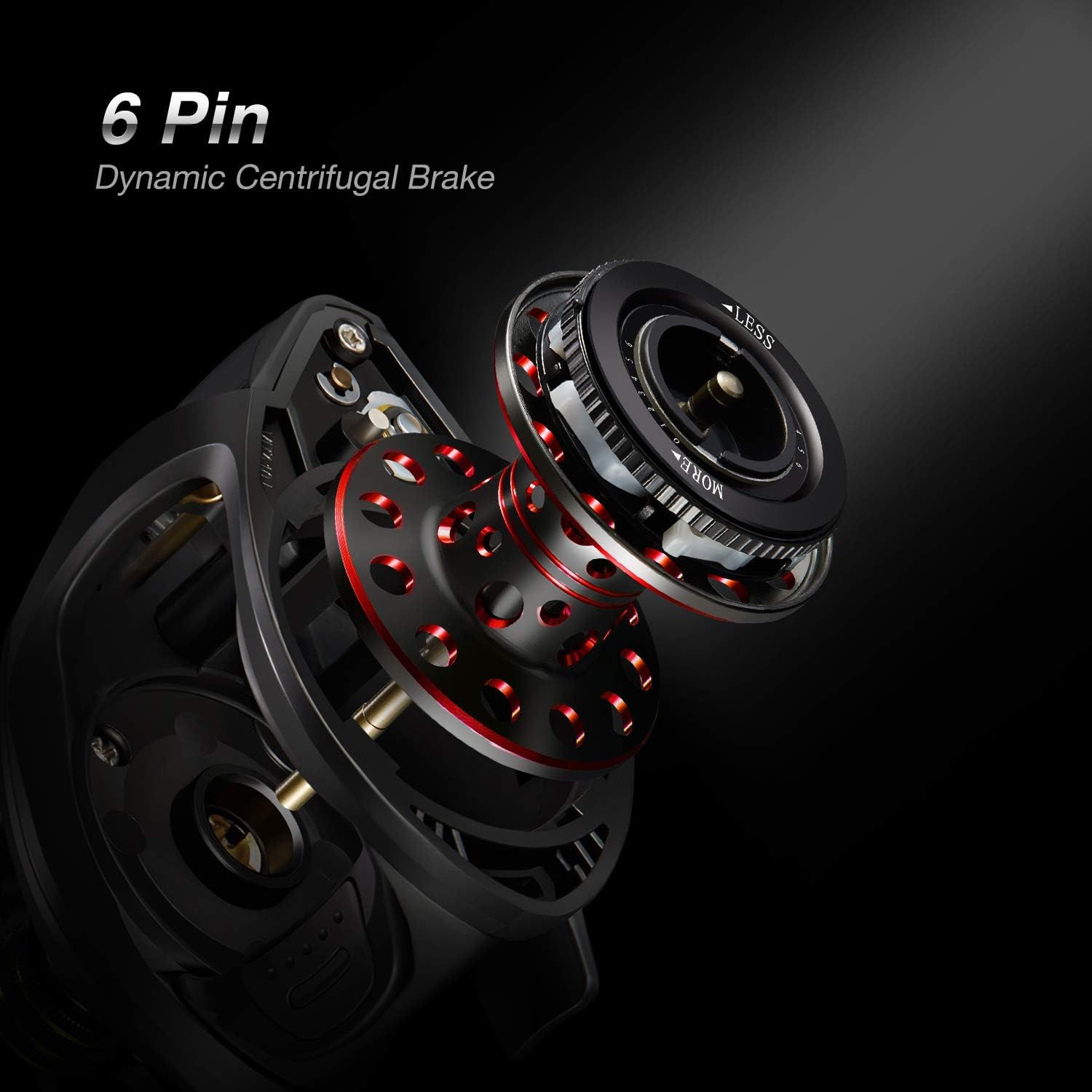 Piscifun Phantom X Baitcasting Reel - Smooth Powerful Super Low Profile Baitcaster, 5.3:1 6.3:1 7.6:1 Gear Ratios, 18LB Carbon Fiber Drag, Light to 6.9oz Dual Brakes Baitcast Reel