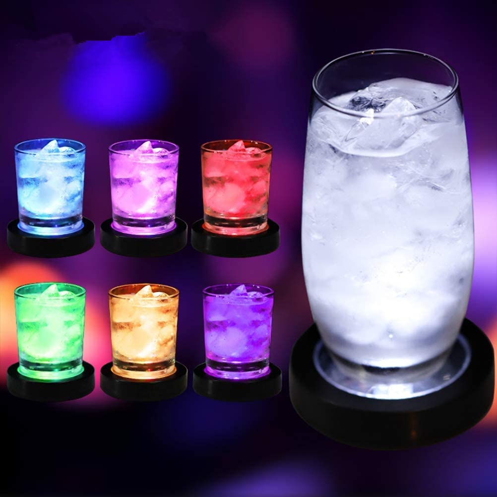 LED Coaster, Light Up Coasters USB Rechargeable Light Up Coasters for Bar Beer Beverage, Wine Bottle Cup Luminous Mat Cup Holder for Party, Wedding, Bar Club (White)
