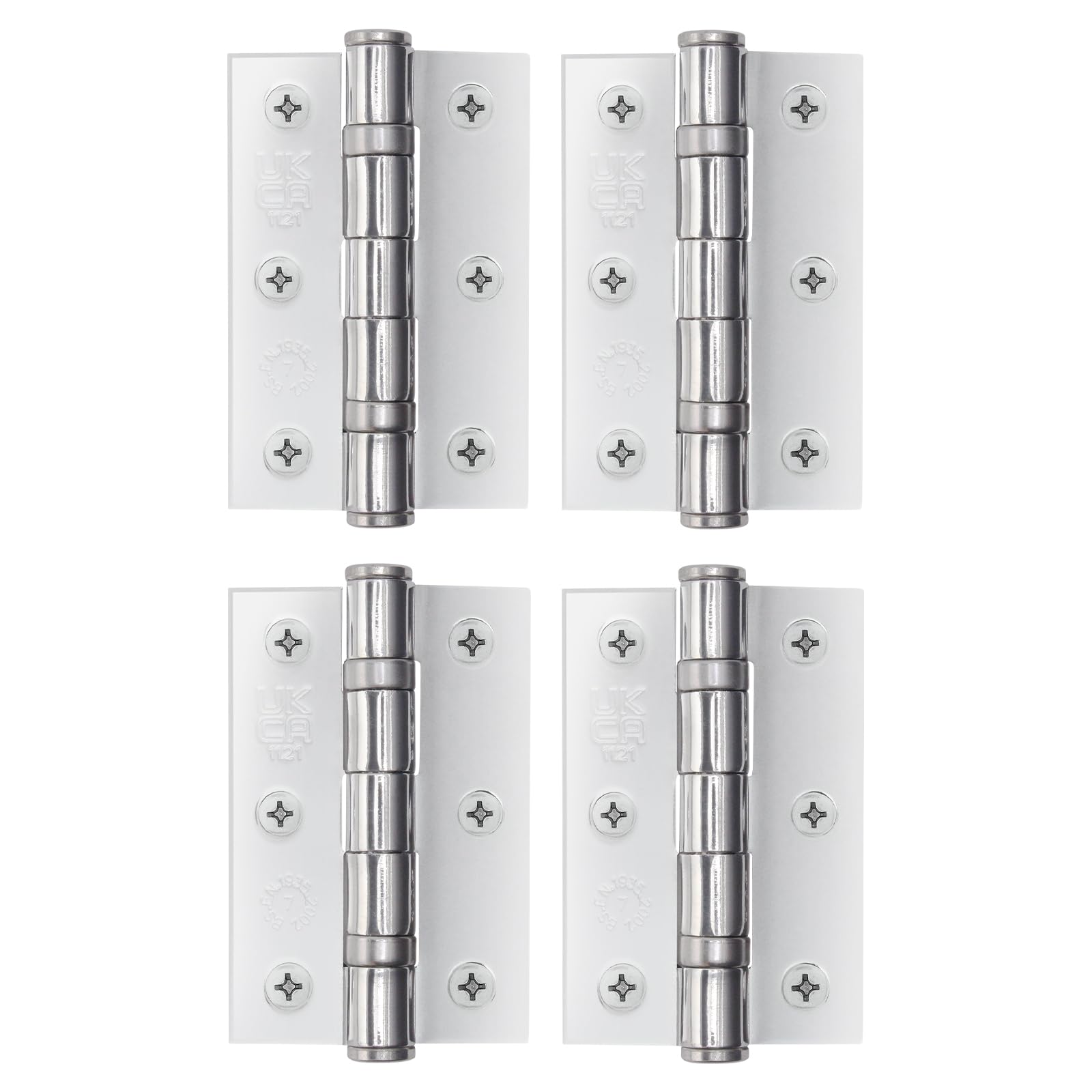 EAI Chrome Door Hinges | 3 Inch / 76mm Polished Chrome Internal Fire Door Hinges | 2 Pairs