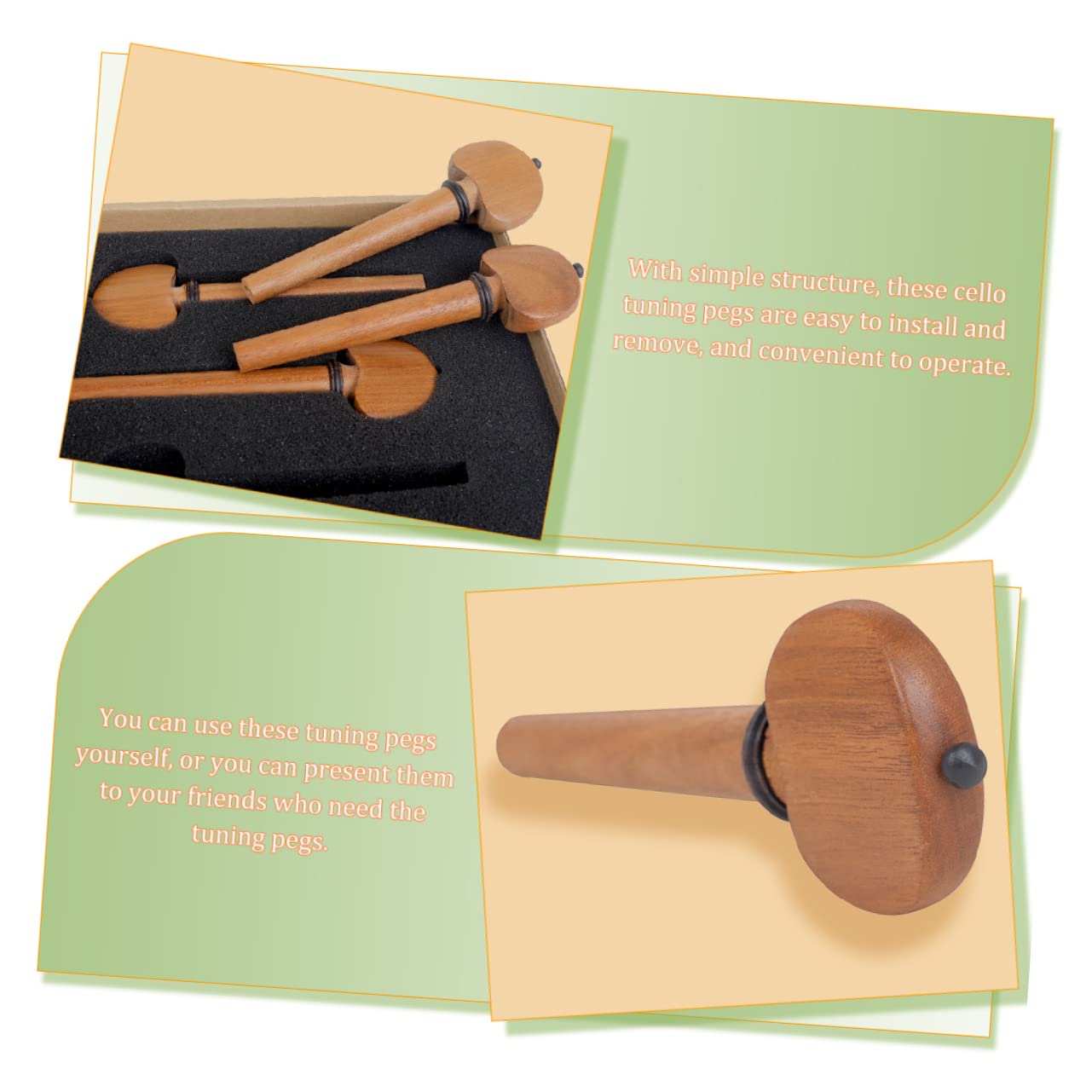 ibasenice 4pezzi Piroli Per Violoncello Legno Massello Accessori Professionali Per Strumenti Musicali Facili Da Usare Per Sintonia Perfetta e Chiara