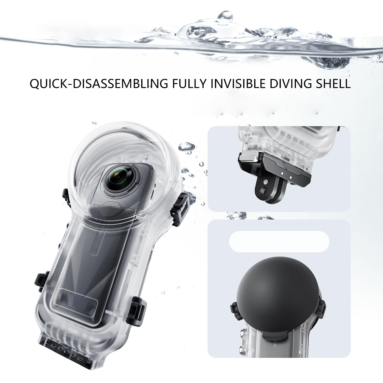 Funda impermeable para cámara Scratch Immune 360 con protector de lente contra la niebla, herramienta de inserción de montaje complementario, sustancia de contorno delgado, instalación rápida, funda