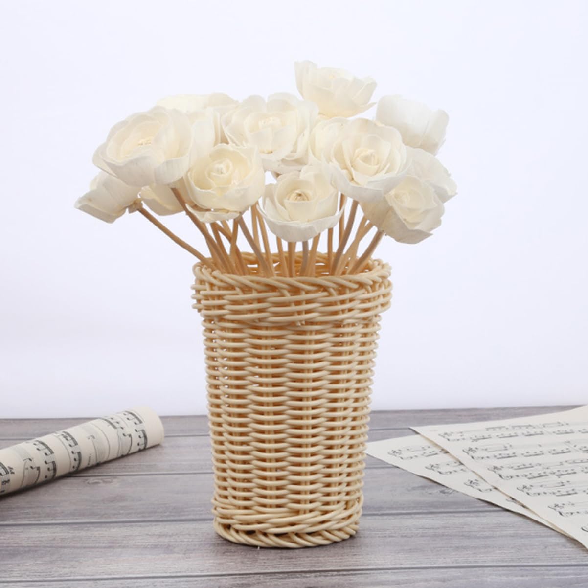 Levemolo 5pcs Rose Flower Diffuser Sticks Nest Diffuser Essential Oil Aromatherapy Flower Sticks Rattan