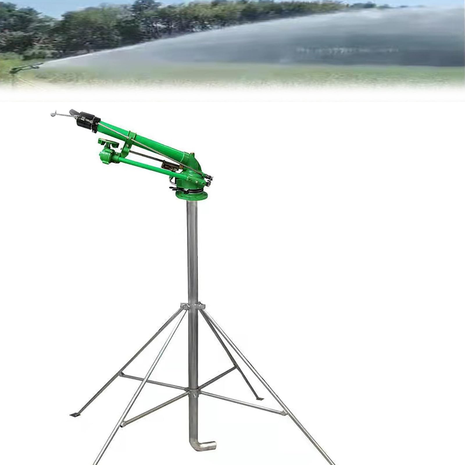Wytrzymały metalowy zraszacz impulsowy, pistolet zraszający trawnik z uchwytem, zasięg 40-100 m, regulowany 4-8 bar, do nawadniania ogrodu na zewnątrz