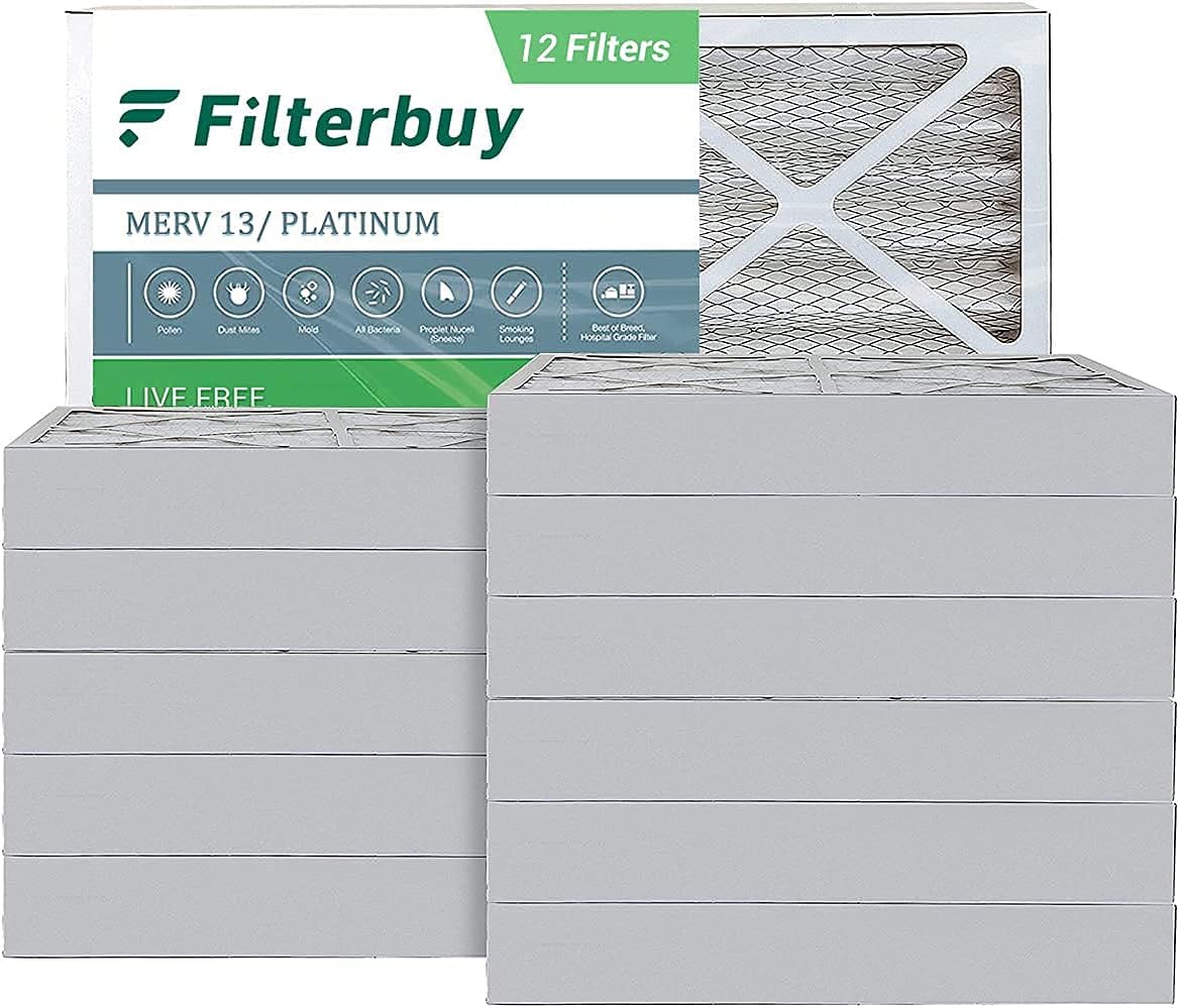 Filterbuy 16x20x4 Air Filter MERV 13, Pleated HVAC AC Furnace Filters