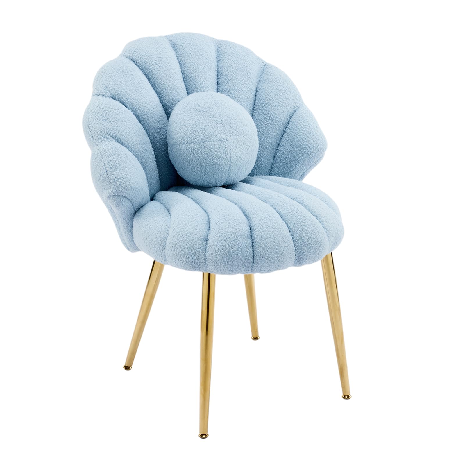 VINGLI Dressing Table Chair, Small Armchair with Pearl Deco Pillow (Blue)