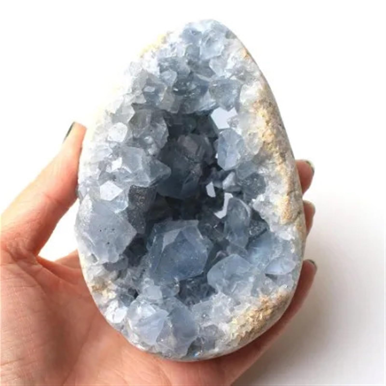MDBJTCYZN Celestite Crystal Druzy Cluster Sky Blue Geode Home Decor Ornaments (Color : 590-610g)