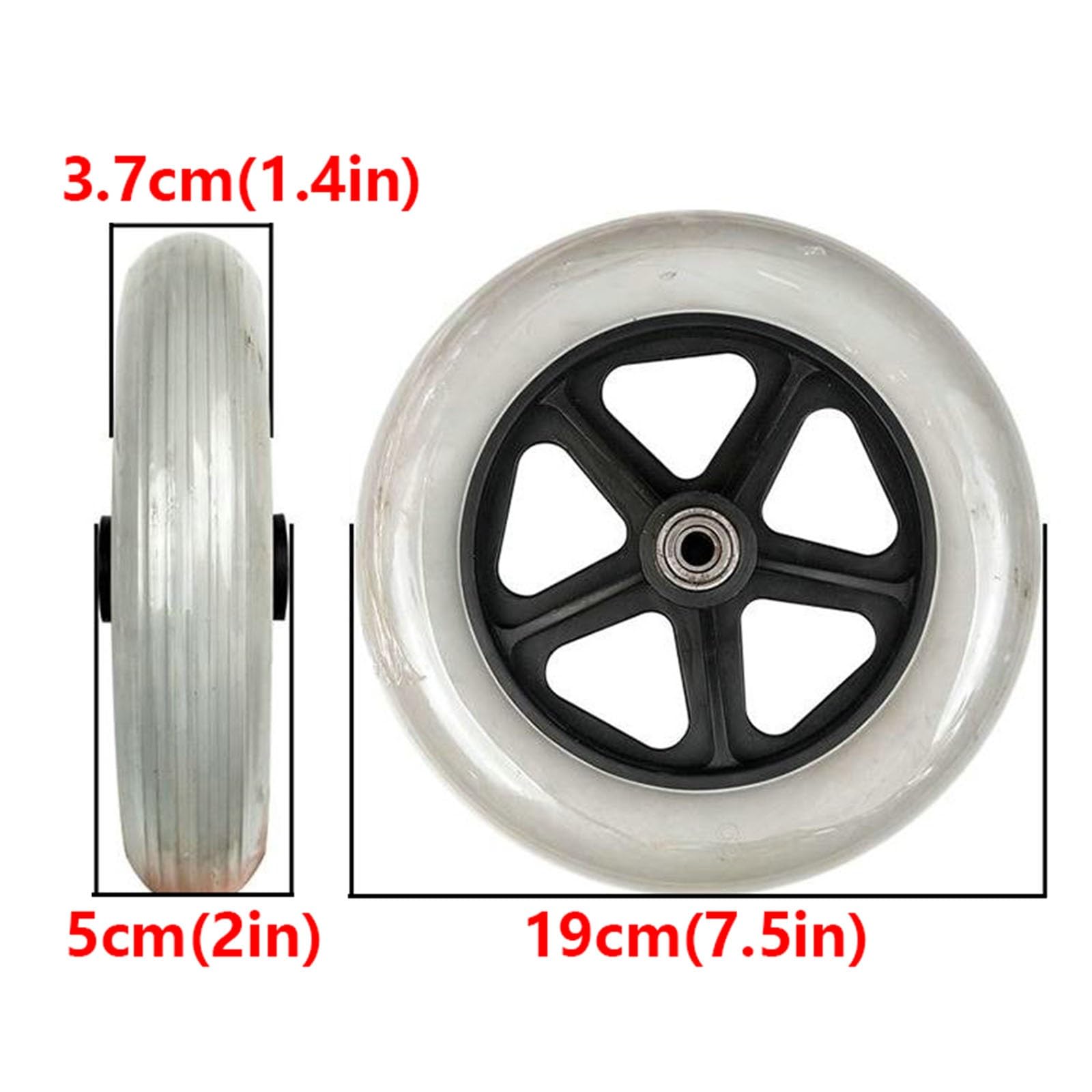 LHX Wheelchair Accessories A Pair of Front Wheels Thickened Manual 8-inch Wheelchair Wheel Accessories 19cm Diameter Universal Front Wheels(Black)