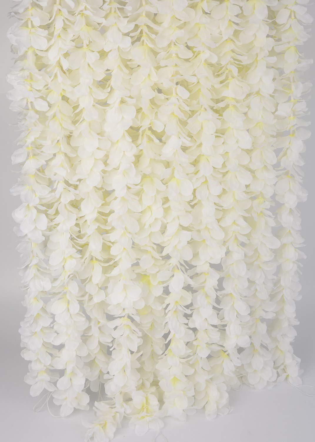 Künstliche Glyzinie, 10 m, Kunstseide, Hängeblumen, Girlande, für Zuhause, Outdoor, Hochzeit, Garten, Wanddekoration, 10 Stück (gebrochenes Weiß)
