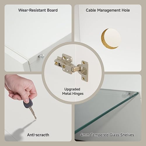 Miniatura 5 de Buenhomino Soporte de TV para TV de 55657075 pulgadas, moderno soporte de TV LED con almacenamiento, centro de entretenimiento con estantes de