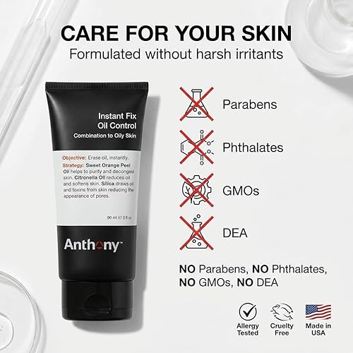 Miniatura 5 de Anthony Instant Fix - Control de aceite para hombres – Loción matificante para piel grasa – Hidratante y minimizador de poros elimina
