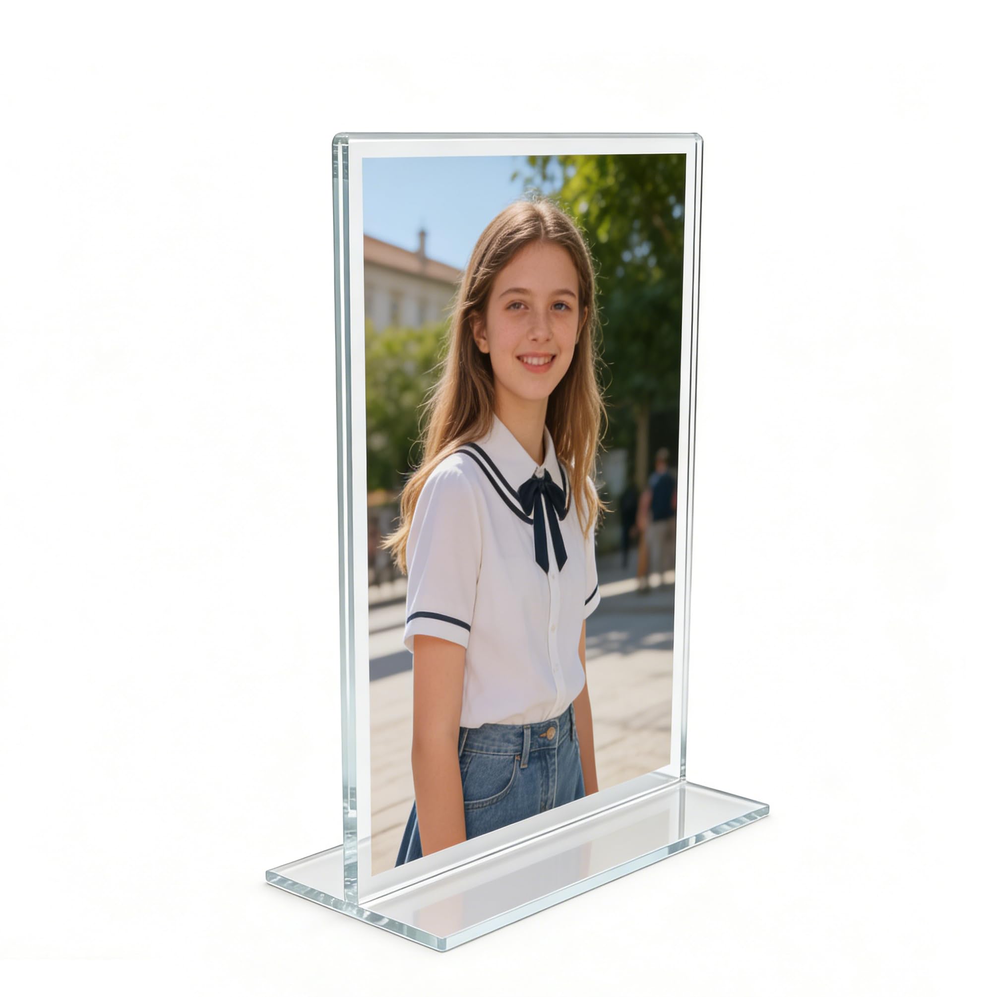 FixtureDisplays? 6PK 5 x 7" Clear Acrylic Sign Holder for Tabletops, Vertical Table Tent Frame Photo Sign Menu, Bottom Insert 11193-2-5X7-6PK-NF Peel