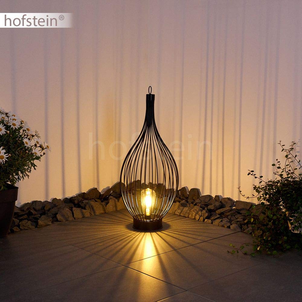 Lampe solaire LED Pasadena en métal noir avec interrupteur intégré, éclairage extérieur 6-8h