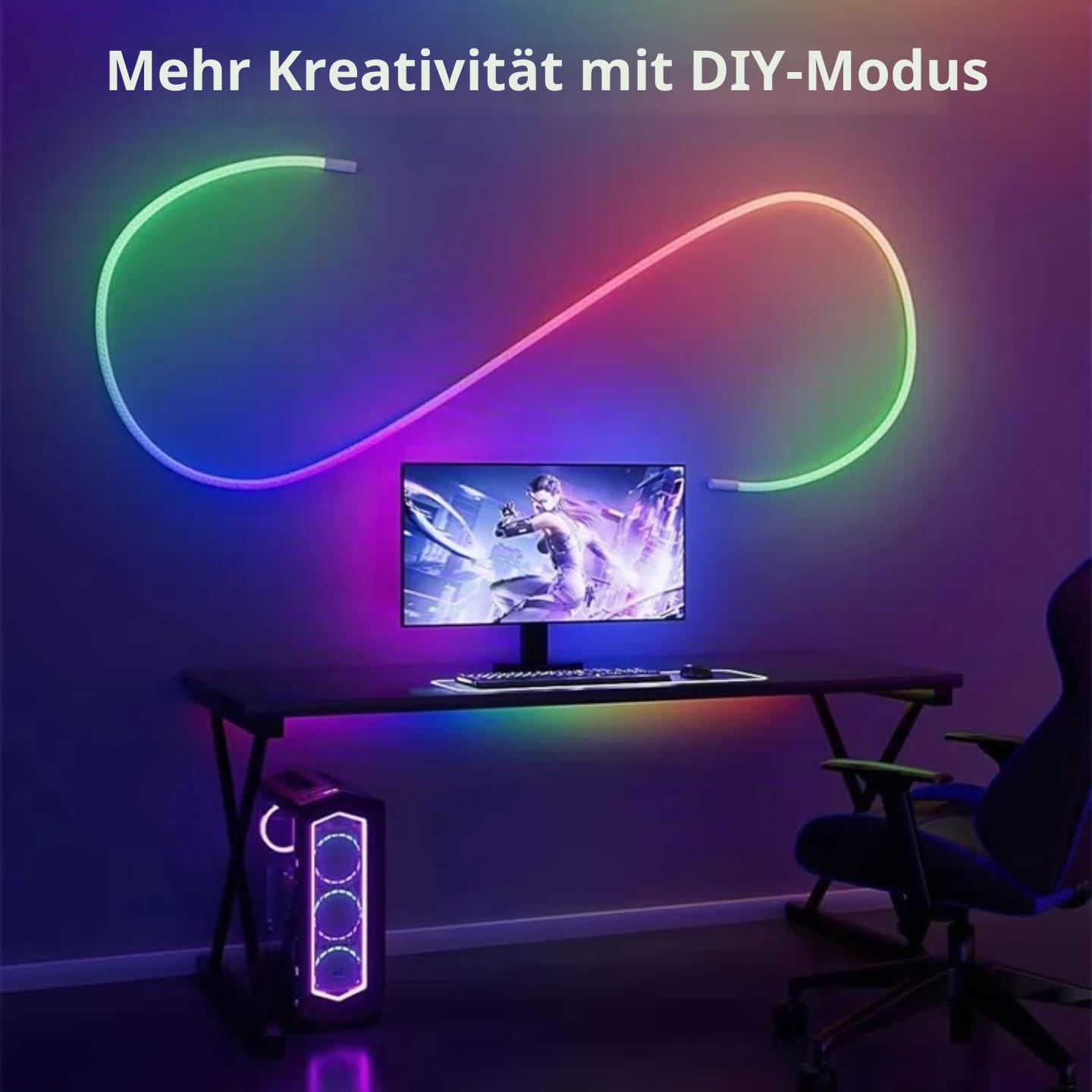 Smart LED Neonlichtstreifen, 5M, WLAN & Bluetooth, RGB, App-Steuerung, 15mm,360° Rundum-Beleuchtung, USB 5V