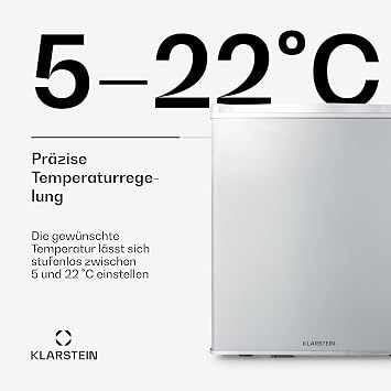 Klarstein Mini Fridge for Room Mini Fridge for Drinks Snacks & Cosmetics Small Mini Bar Fridge Small & Quiet Adjustable Shelves Small Skincar Fridge 5-22°C 38L [Energy Class C]