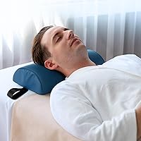 Vista 7 de Half Round Massage Bolster for Neckrest, 17 x 6 x 4 in PU Leather Neck Pillow with Strap Handle, Comfortable Half Moon Bolster Pillow for Legs Under