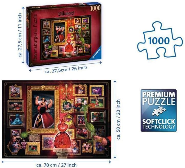 Ravensburger Disney Queen of Hearts 1000 Piece Jigsaw Puzzle for Adults – Every Piece is Unique, Softclick Technology Means Pieces Fit Together Perfectly, Multicoloured (15026)