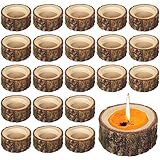 LUNKUIVY 30 Pack Wooden Tealight Candle Holders Wood Votive Candle Holders for Home Wedding Halloween Christmas Party and Festival Decoration