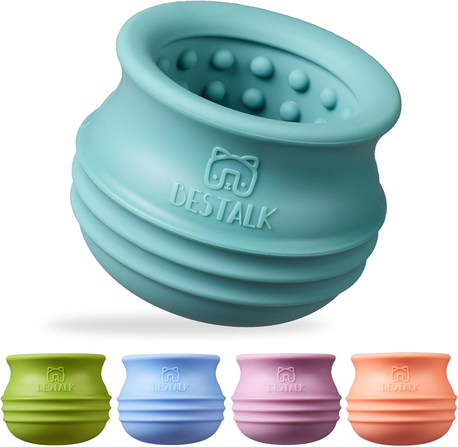 Dog Enrichment Treat Toy, Long-Lasting Wobbly Interactive Freeze Lick Toys for Dogs, Stuffable Puzzle Feeder Toy for Boredom, Silicone Treat Dispensing Chew Toy (Teal Blue,M) M Teal Blue