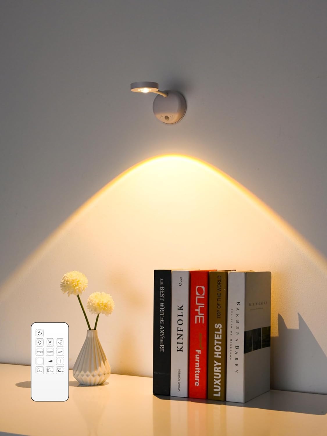 Mixtooltoys White Wireless Picture Light Battery Operated, 2200Mah Rechargeable Painting Light With Motion Sensor And Rotatable Light Tube, Art Display Light For Picture
