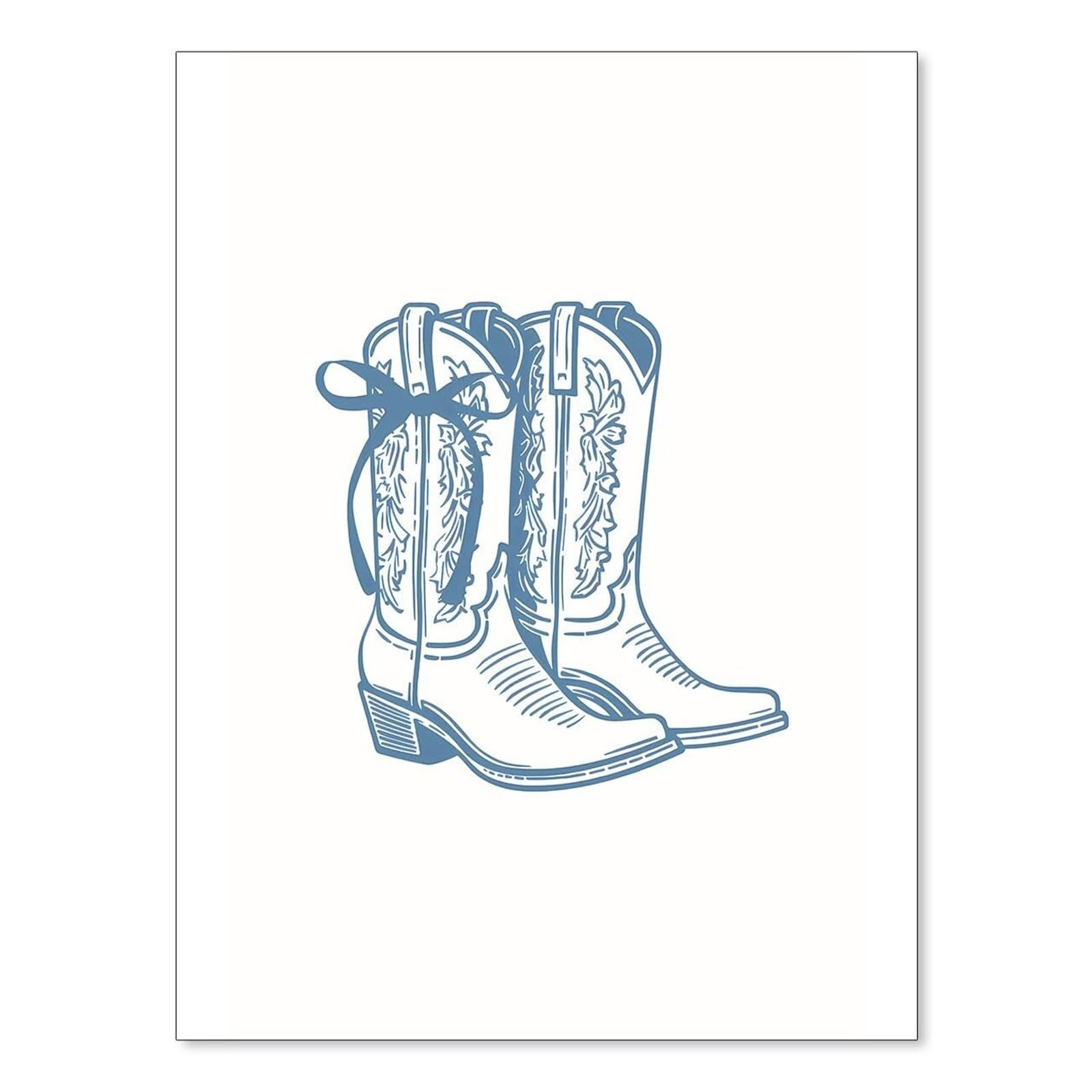 SSOPTMCB Coquette Cowgirl Poster, Light Blue Boots Vintage Wall-Art, Funky Girly Canvas Print for Bedroom & Apartment(Unframed,16x24inch(40x60cm))