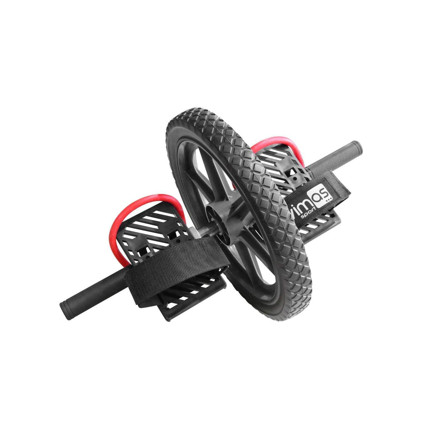 Rueda Abdominal Pro con Pedales, Rodillo para Abdominales, Negro, PVC, con Empuñaduras de Foam, Diámetro 28,4 cm