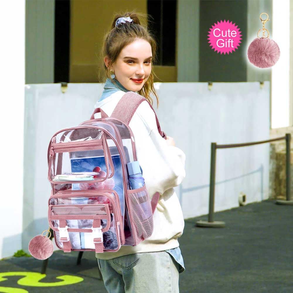 UFNDC 3PCS Clear Backpack Heavy Duty, See Through School Bag for Girls, Sequins Transparent Bookbag for Women - Image 2