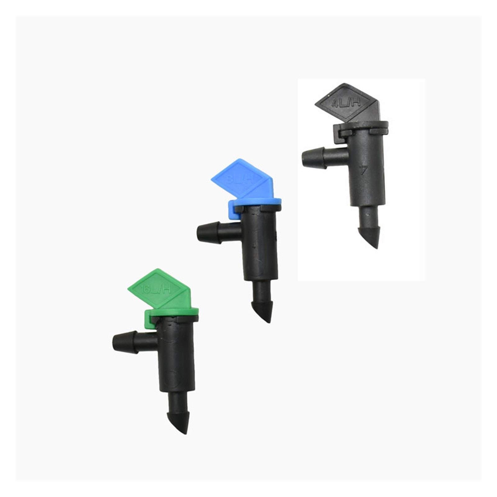 Conector de manguera de jardín 4L 8L 16L Gotero El préstamo de agua Ajuste de riego de la planta Gotero de riego de riego del jardín invernadero 200pcs 1/4 pulgadas (Color : Green)