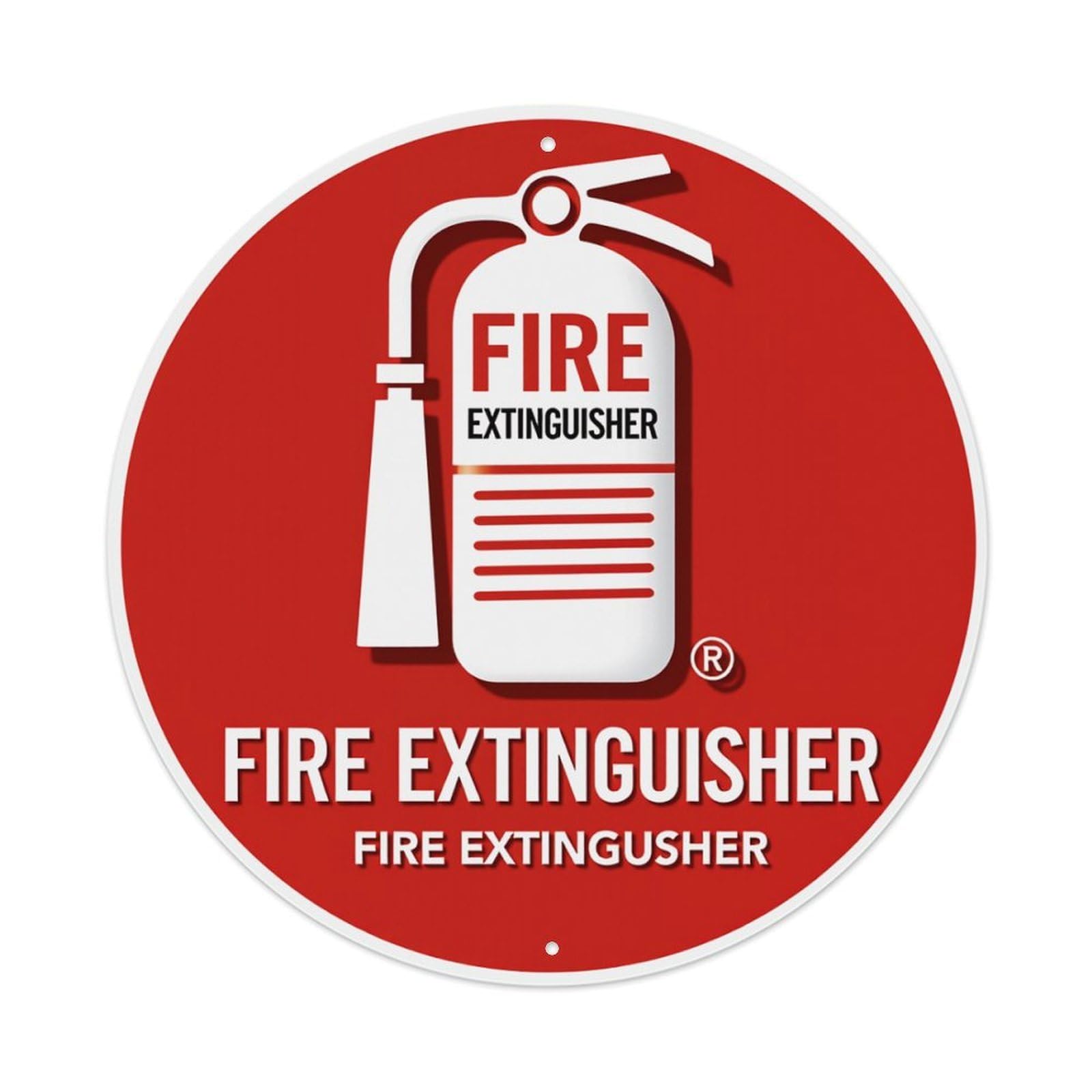 Fire Extinguisher Symbol Red White Round Tin Sign Retro Metal Sign for Cafe Bar Pub Home Game Room Gym Club Wall Decoration Vintage Metal Poster 8x8 Inch