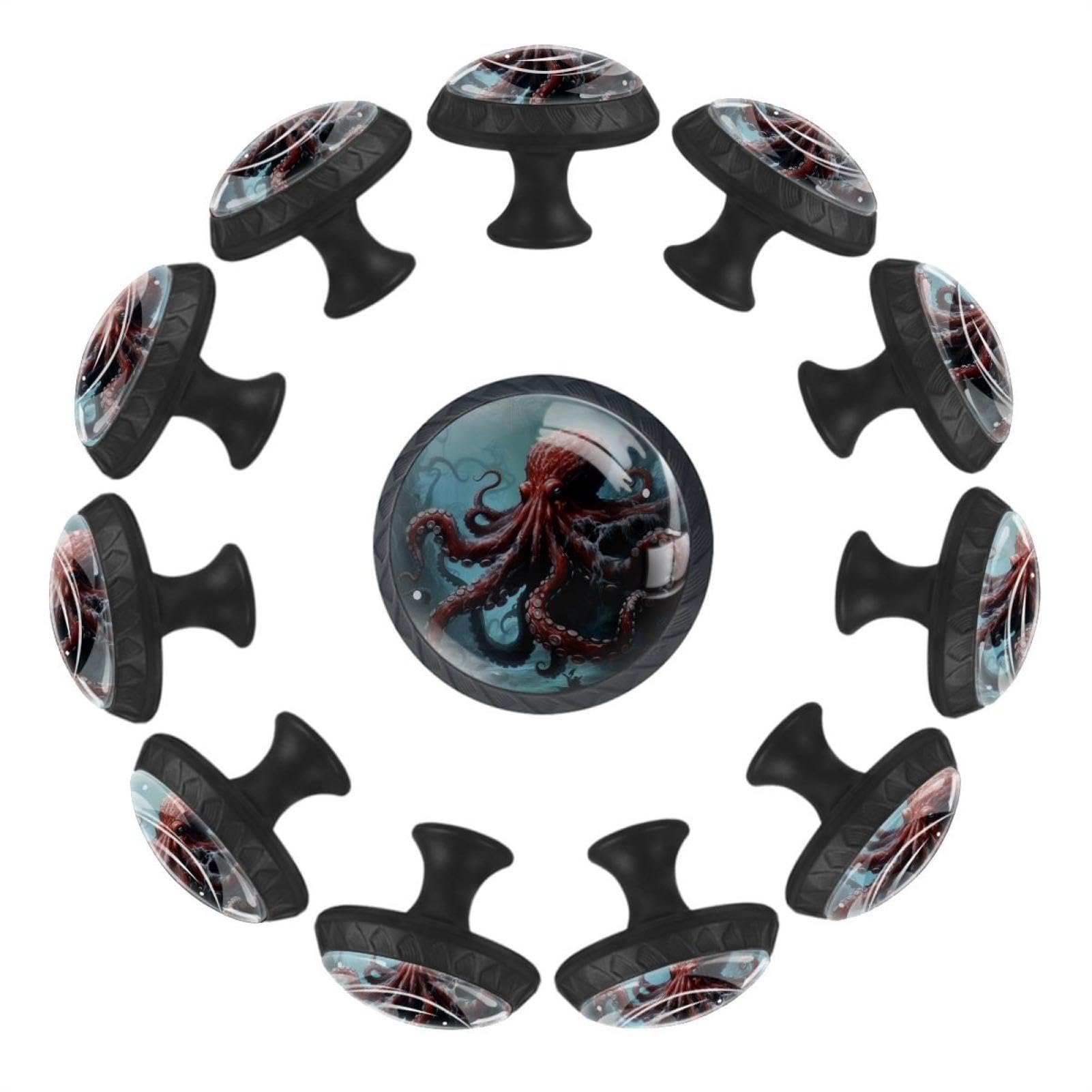 Boutons de tiroir pieuvre transparents lot de 12 déco marine cuisine